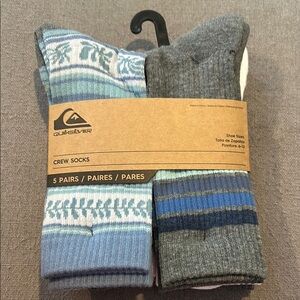 Quiksilver Men's Crew Socks - Blue and Gray - 5 Pairs
